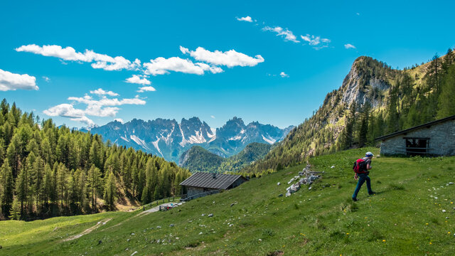 Exploration spring day in the beautiful Carnic Alps, Friuli-Venezia Giulia, Italy
