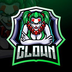 Clown girl esport logo mascot design
