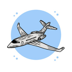 Airplane Flight Illustration Logo Vector. Aircraft Jet Mascot Symbol Design. Aviation Logo Icon Cartoon