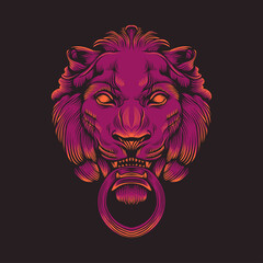 lion head mascot illustration