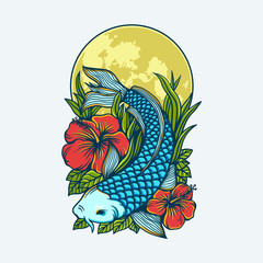 Koi fish artwork illustration design