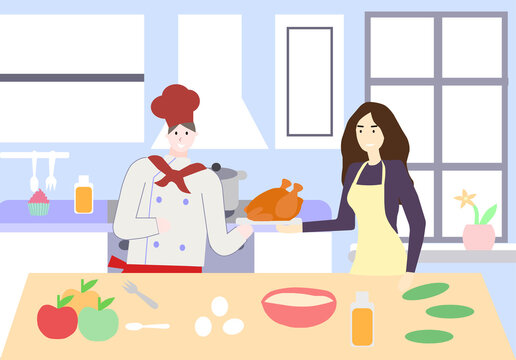Master cooking training class, the vector graphics