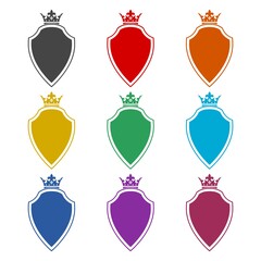 Icon of shield and crown, color set