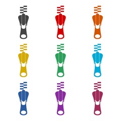 Zipper icon simple sign, color set