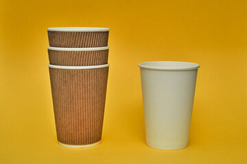 Paper cup. Recycling. Eco-friendly disposable tableware. Eco dishes