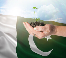 Pakistan growth and new beginning. Green renewable energy and ecology concept.