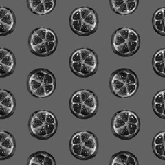 Tropical seamless pattern with grapefruit. Fruit repeating background. Bright raster print for fabric or wallpaper. The picture is made by hand. Design. Grapefruit is painted in oil. Citrus fruit