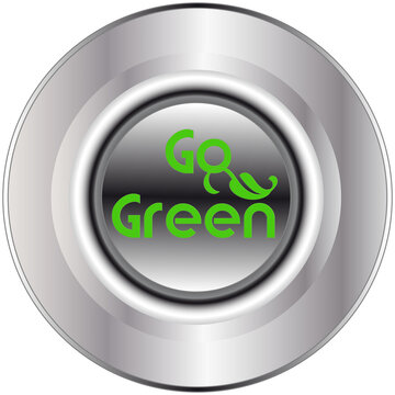 Silver Metal button Sign Go Green