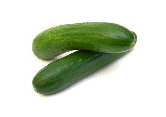 Cucumber and slices isolated over white background.