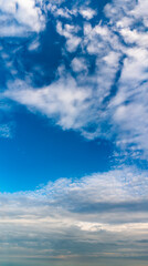 Fantastic clouds against blue sky, panorama