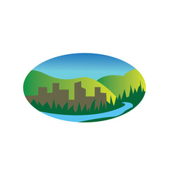 landscape illustration mountain nature abstract background colorful design vector