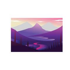 landscape illustration mountain nature abstract background colorful design vector