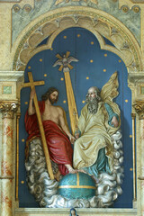 Holy Trinity statue on the main altar in the church of the Holy Trinity in Krapinske Toplice, Croatia