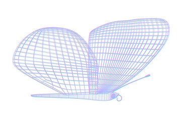 Abstract geometric mesh butterfly. Wireframe technology structure. 3d render
