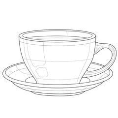 A cup of coffee.Coloring book antistress for children and adults. Illustration isolated on white background.Zen-tangle style.Black and white drawing