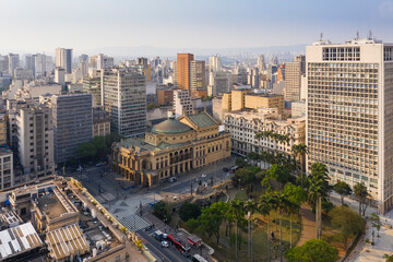 Fototapeta na wymiar public theater in the city of Sao Paulo, seen from above, Brazil