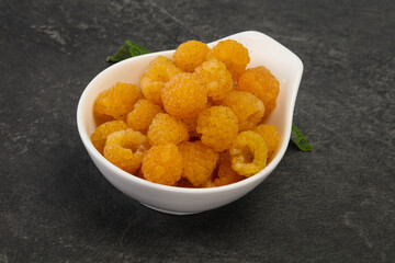 Sweet ripe tasty yellow raspberry
