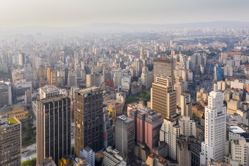 buildings in downtown Sao Paulo at dusk, seen from above, Brazil