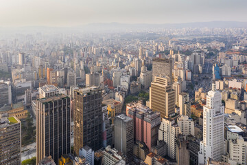 Fototapeta premium buildings in downtown Sao Paulo at dusk, seen from above, Brazil