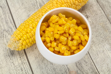 Young corn seeds in the bowl