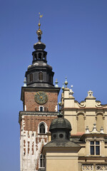 Townhouse tower on Main square in Krakow. Poland