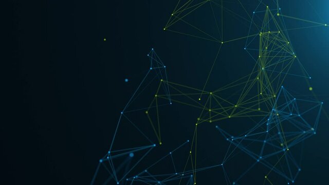 Connected network animation multicolor lines animation. Seamless loop 4K