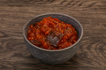 Eggplant saute with tomato and herbs