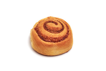 One bun with poppy seeds on isolated background