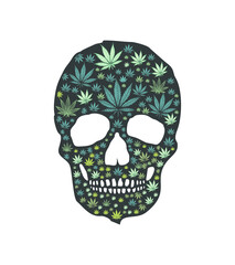 marijuana and skull graphic design vector art