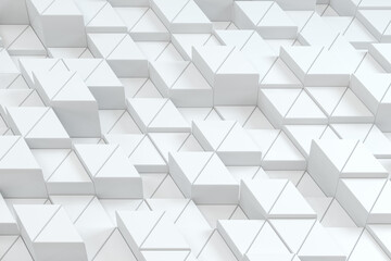 Repeating triangle cubes background, 3d rendering.