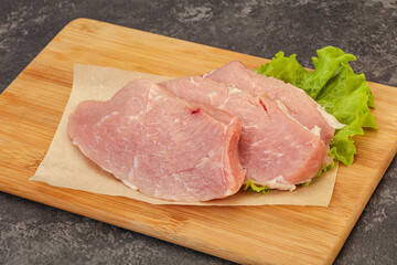 Raw pork steak for cooking