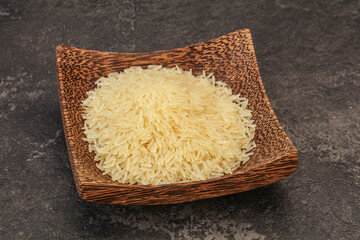 Raw basmati rice in the bowl