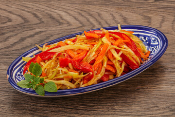 Cabbage salad with carrot and pepper