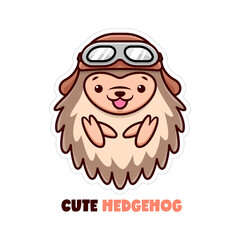 CUTE LITTLE HEDGEHOG SMILING AND WEARING PILOT HELMET