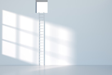 Conceptual room with a ladder lead to outside, 3d rendering.