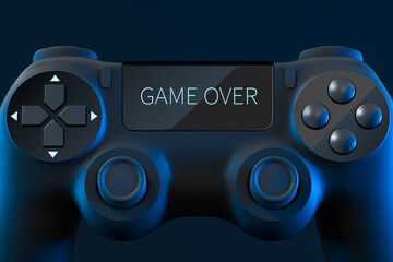 Game pad with "game over" on the screen, 3d rendering.