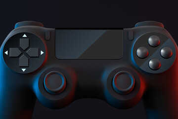 Classic game pad with dark background, 3d rendering.