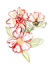 Red watercolor flowers