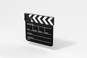 Fototapeta na wymiar Clapper board with white background, 3d rendering.