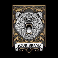 Bear head mascot illustration design