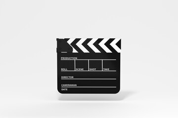 Naklejka premium Clapper board with white background, 3d rendering.