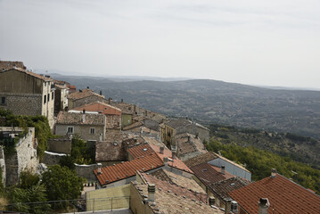 Fototapeta na wymiar Panoramic view of Ferrazzano, a village in the mountains of the Molise region, Italy.