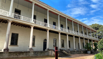The Mint has a deep colonnaded veranda and is now a tourist attraction. Opened in 1811 as a Hospital, then converted in 1855 to the Sydney Royal Mint.