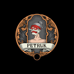 Javanese culture character vintage logo design Premium Vector