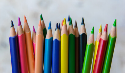 Colour pencils on the light background.