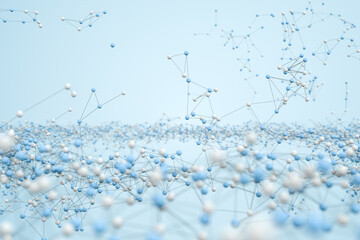 Biology structure lines and particles, 3d rendering.