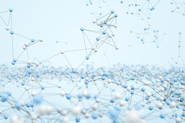 Biology structure lines and particles, 3d rendering.