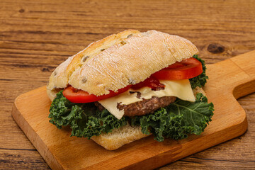 Italian ciabatta bread with burger