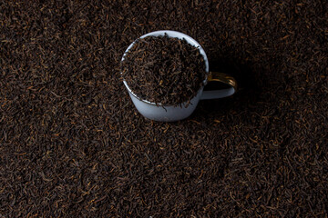 Loose tea. Leaf tea. Loose tea in a white cup