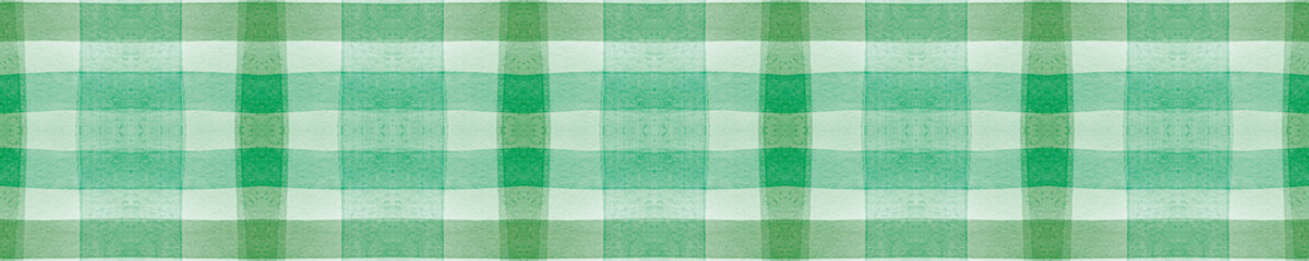 Green Gingham Check. Watercolour Picnic Texture. 